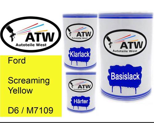 Ford, Screaming Yellow, D6 / M7109: 500ml Lackdose + 500ml Klarlack + 250ml Härter - Set, von ATW Autoteile West.